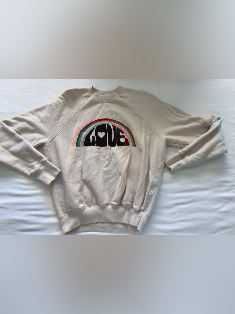 Spiritual Gangster Cream "Love" Graphic Crewneck Sweatshirt
